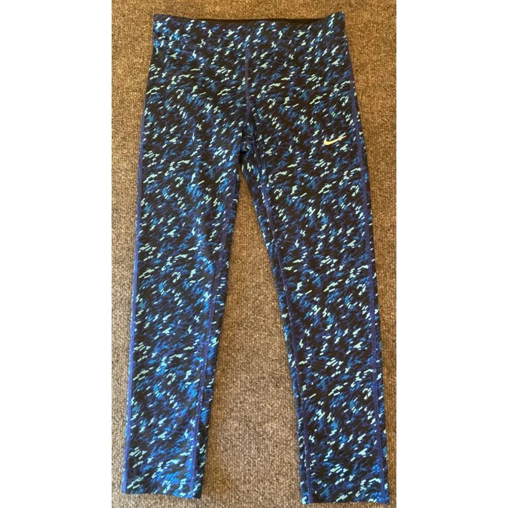 Nike Essential Tight Fit Leggings Womens XS Blue Dri-FIT Crop Length Workout Gym